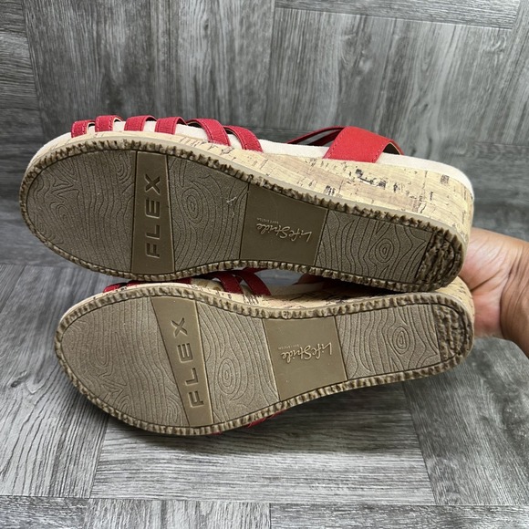 LifeStride Mallory Wedge Sandals Women 11W Red New Strappy Elastic Cork Comfort - Picture 7 of 8